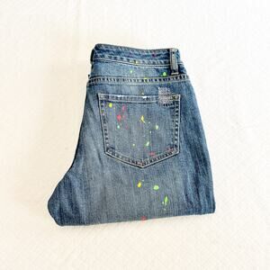 Caslon Slim Boyfriend Splatter Paint Denim Jeans Zip Fly Straight Leg Size 27